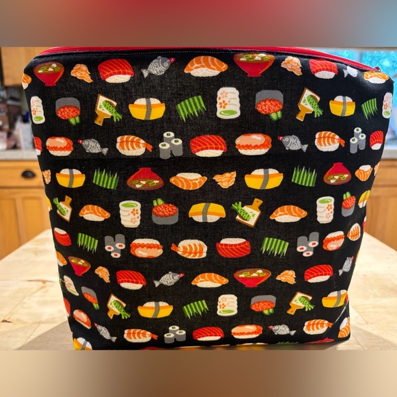 Handmade sushi zippered bag cotton one of a kind - Picture 2 of 7